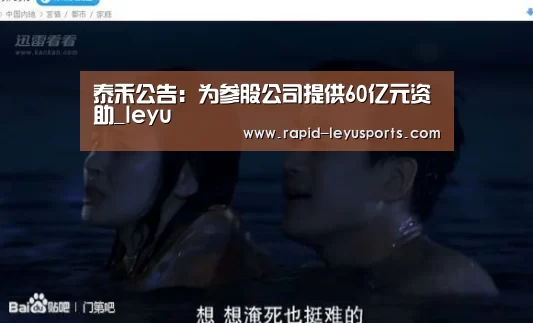 泰禾公告：为参股公司提供60亿元资助_leyu